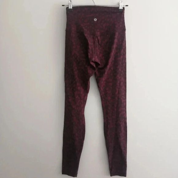 Lululemon Align High Rise 28" Nulu Leggings Burgundy Red Dark Camo Print 4 - Picture 4 of 16